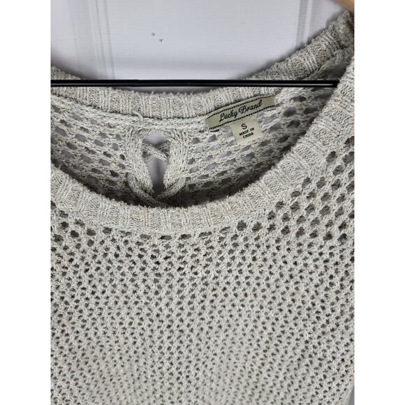 LUCKY BRAND LACE UP BEIGE CROCHET PULLOVER SWEATER - SIZE SMALL - Picture 8 of 8